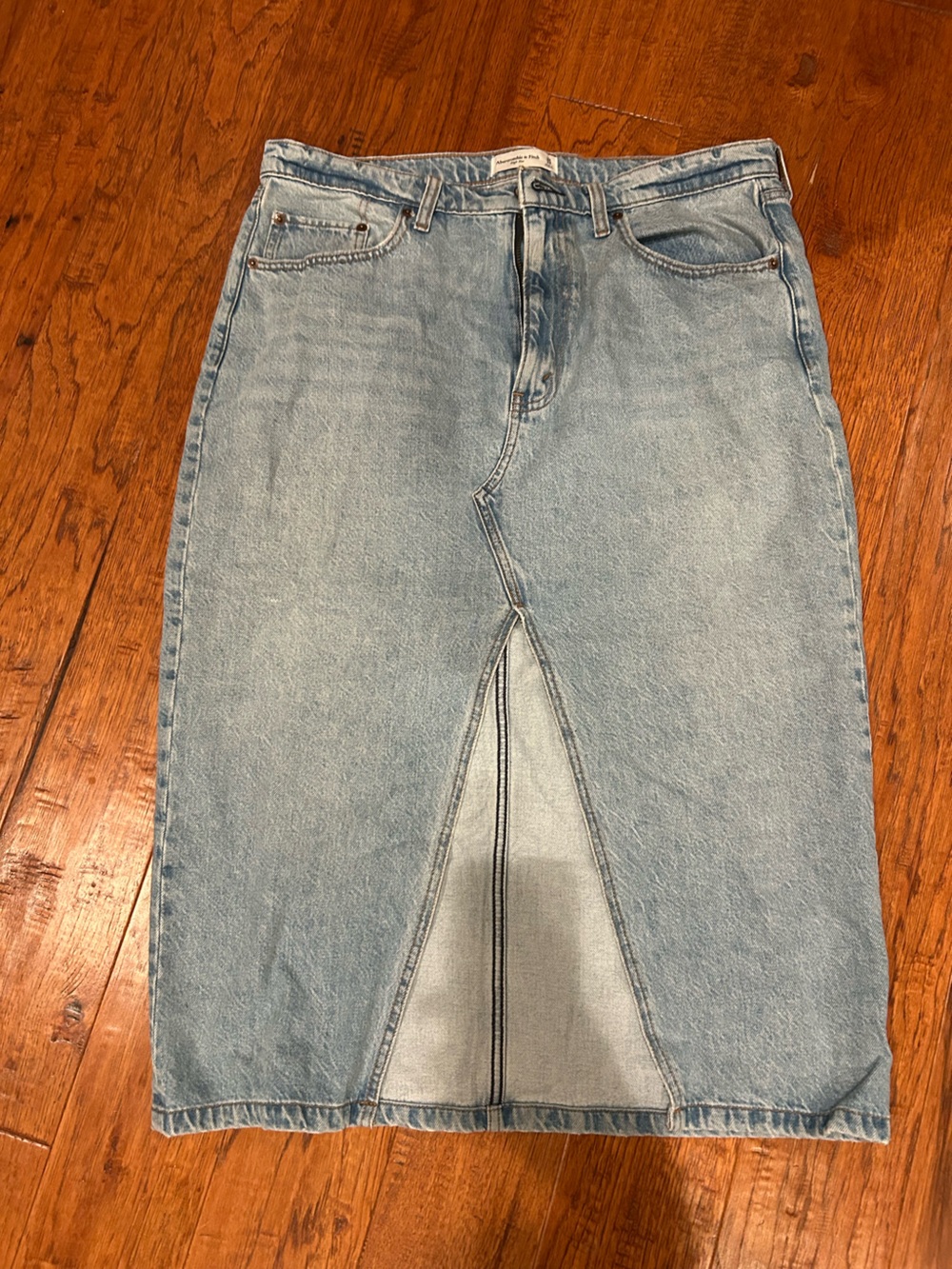 Abercrombie & Fitch Light Blue Denim Skirt with Contrast Stitching